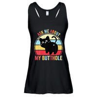Ask Me About My Butthole Funny Cat Butt Ladies Essential Flowy Tank