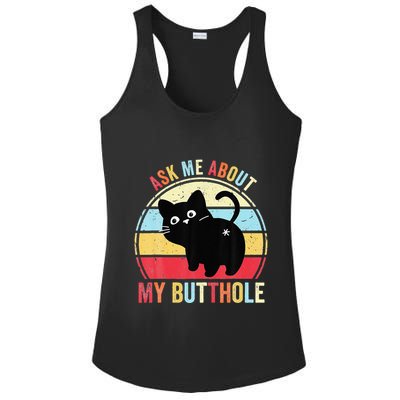 Ask Me About My Butthole Funny Cat Butt Ladies PosiCharge Competitor Racerback Tank