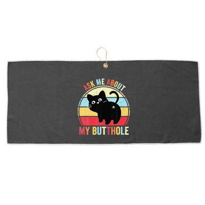 Ask Me About My Butthole Funny Cat Butt Large Microfiber Waffle Golf Towel