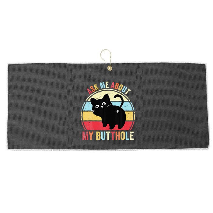 Ask Me About My Butthole Funny Cat Butt Large Microfiber Waffle Golf Towel