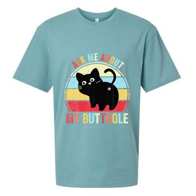 Ask Me About My Butthole Funny Cat Butt Sueded Cloud Jersey T-Shirt