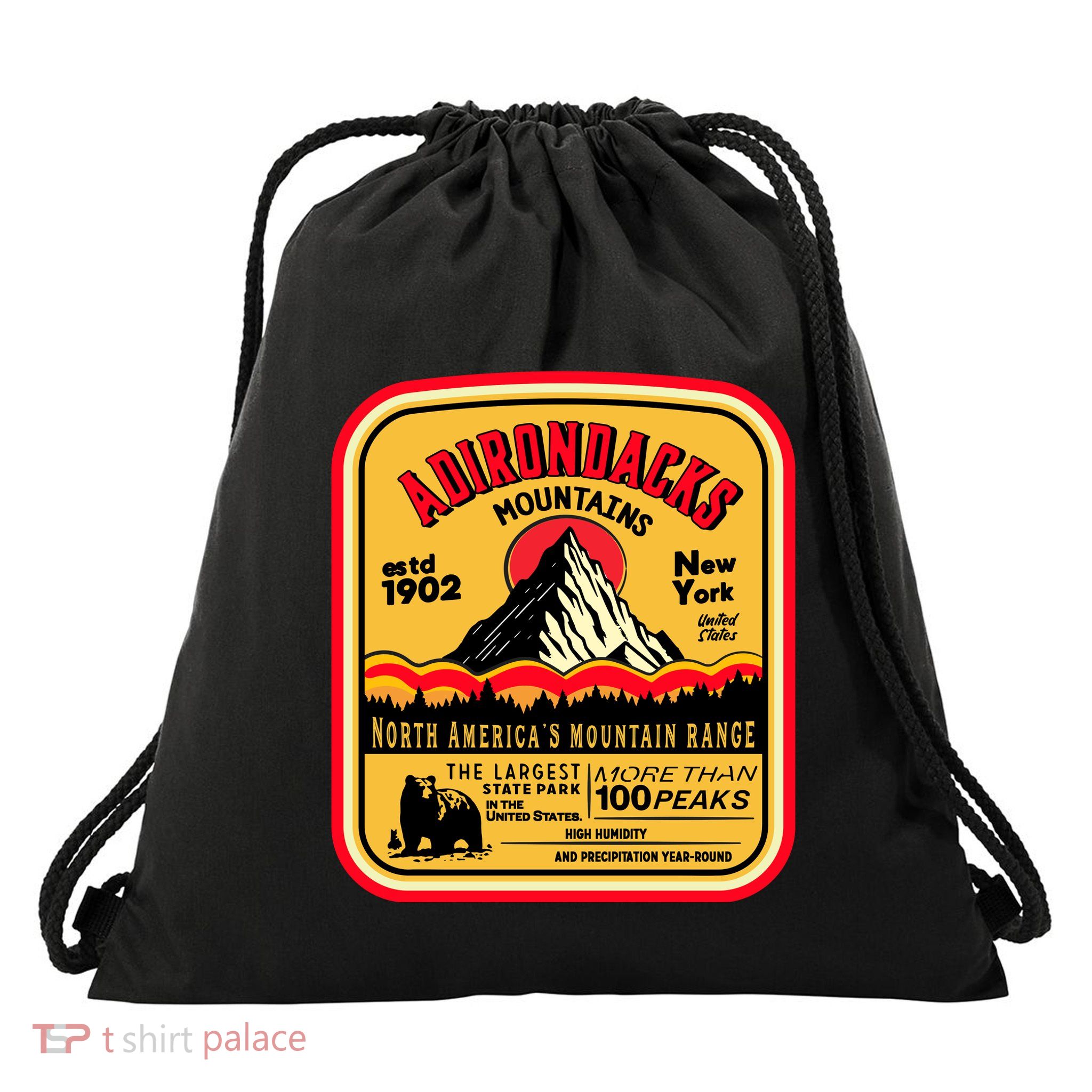 Adirondack Mountains (Adk) Aged Look Drawstring Bag