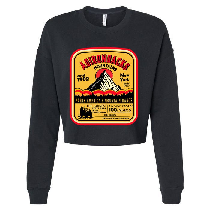 Adirondack Mountains (Adk) Aged Look Cropped Pullover Crew