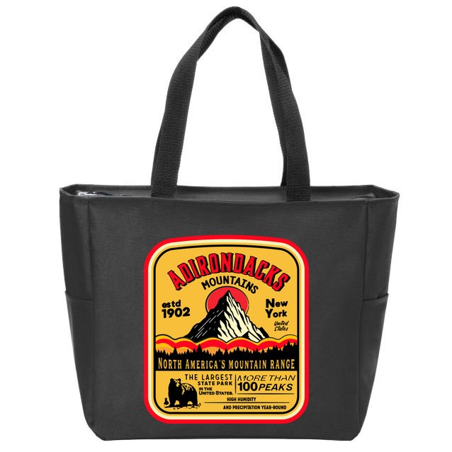 Adirondack Mountains (Adk) Aged Look Zip Tote Bag