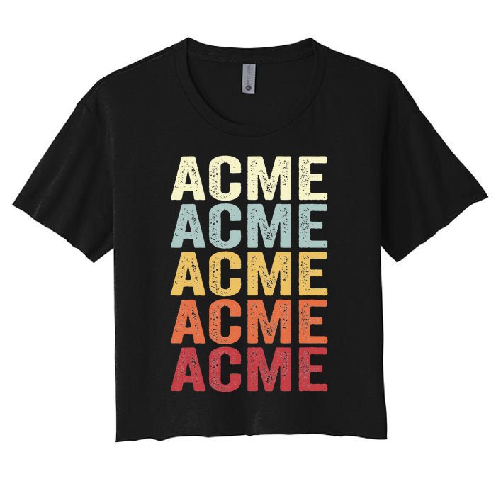 Acme Michigan Acme Mi Retro Vintage Text Women's Crop Top Tee