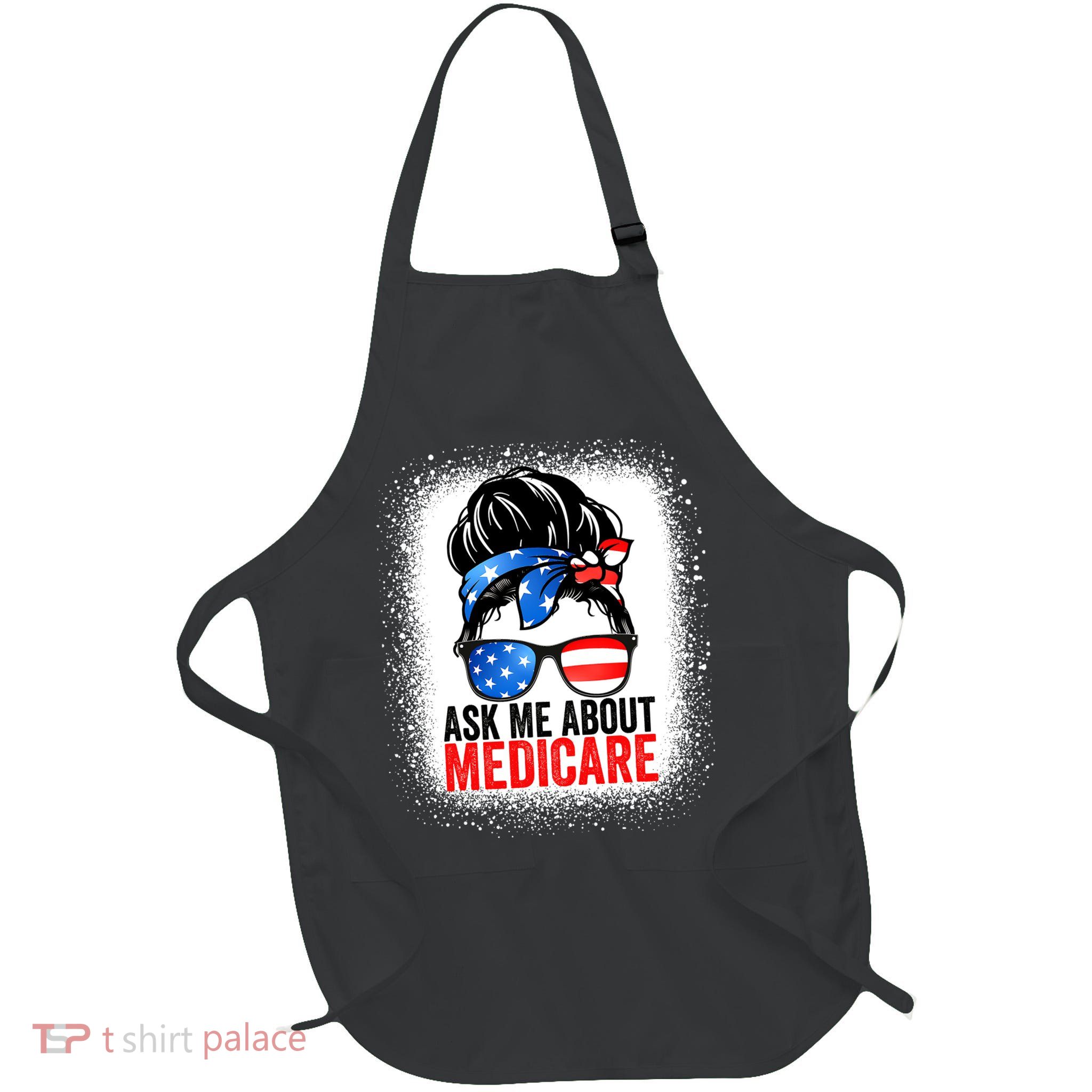 Ask Me About Medicare Insurance Agent Broker Sales Marketing Full-Length Apron With Pockets