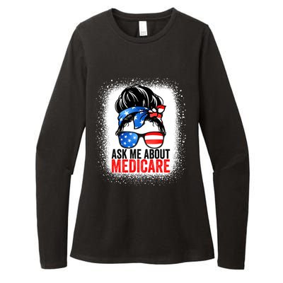 Ask Me About Medicare Insurance Agent Broker Sales Marketing Womens CVC Long Sleeve Shirt