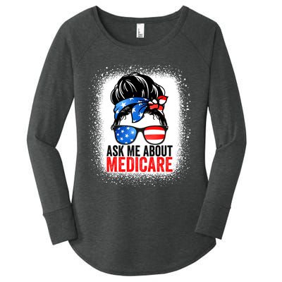 Ask Me About Medicare Insurance Agent Broker Sales Marketing Women's Perfect Tri Tunic Long Sleeve Shirt