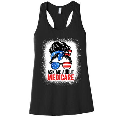 Ask Me About Medicare Insurance Agent Broker Sales Marketing Women's Racerback Tank