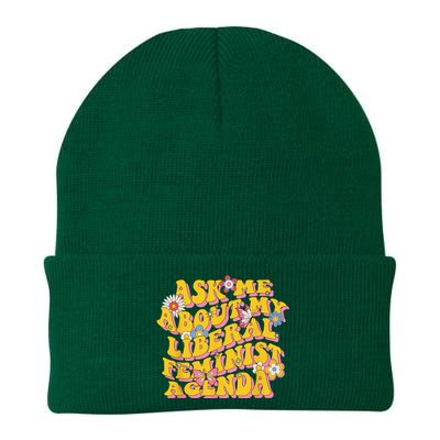 Ask Me About My Liberal Feminist Agenda Female Feminism Knit Cap Winter Beanie