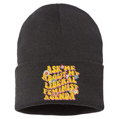 Ask Me About My Liberal Feminist Agenda Female Feminism Sustainable Knit Beanie