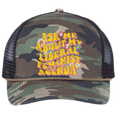 Ask Me About My Liberal Feminist Agenda Female Feminism Retro Rope Trucker Hat Cap