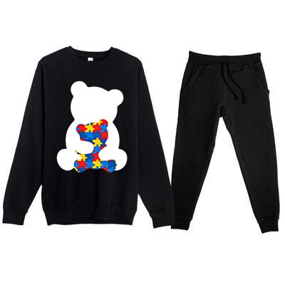 Autism Mom Autism Mama Bear Autism Autism Mother Great Gift Premium Crewneck Sweatsuit Set