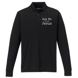 Ask Me About Jesus Performance Long Sleeve Polo