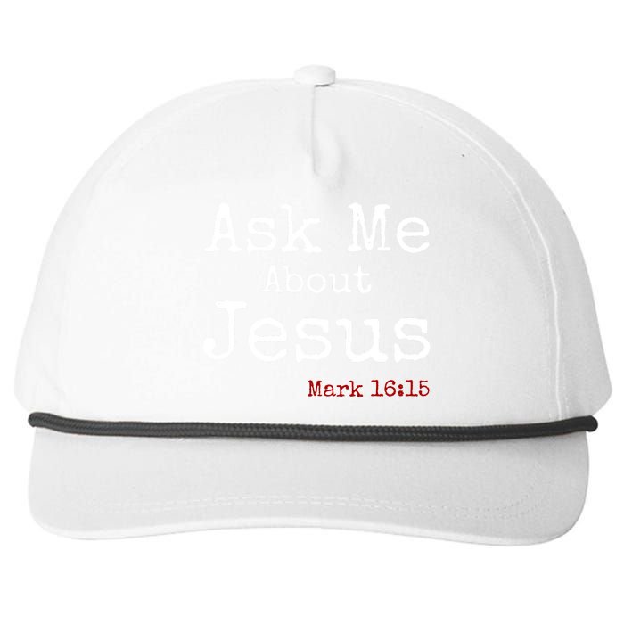 Ask Me About Jesus Snapback Five-Panel Rope Hat