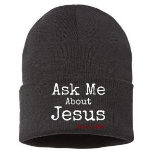 Ask Me About Jesus Sustainable Knit Beanie