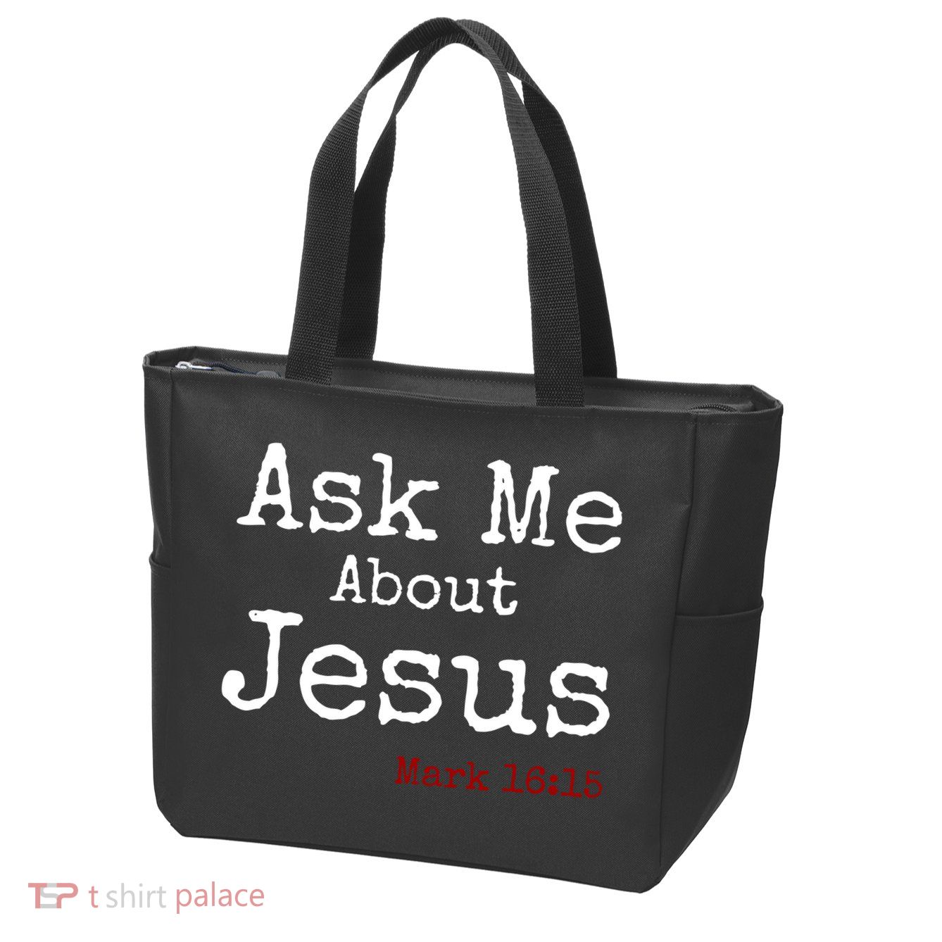 Ask Me About Jesus Zip Tote Bag