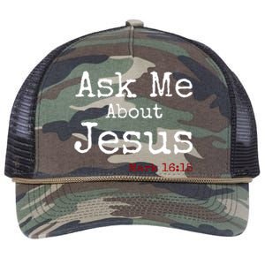 Ask Me About Jesus Retro Rope Trucker Hat Cap