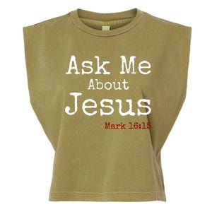 Ask Me About Jesus Garment-Dyed Women's Muscle Tee