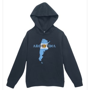 Argentinian Map And Flag Souvenir Distressed Argentina Urban Pullover Hoodie