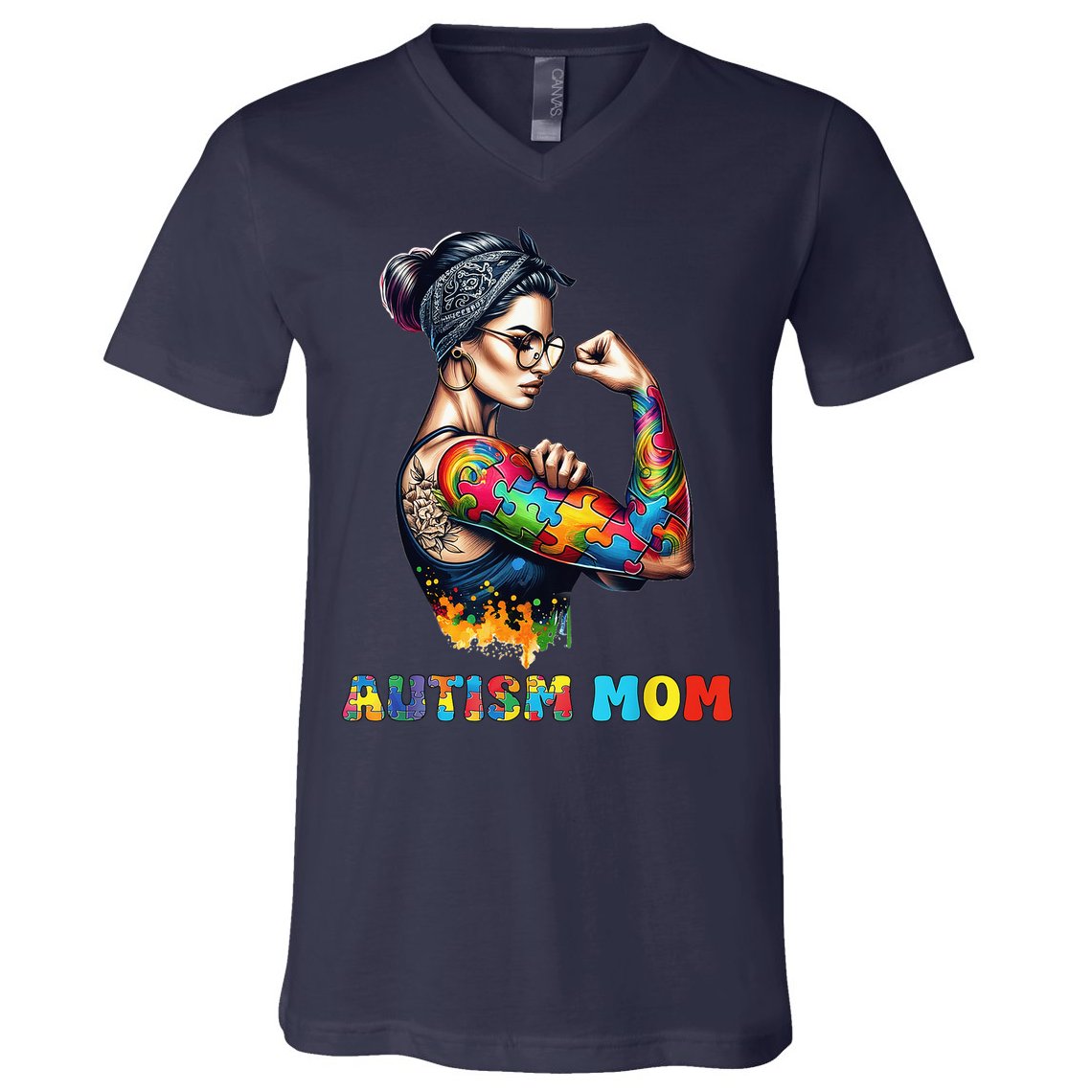 Autism Mom Autism Awareness Strong And Proud Autistic V-Neck T-Shirt