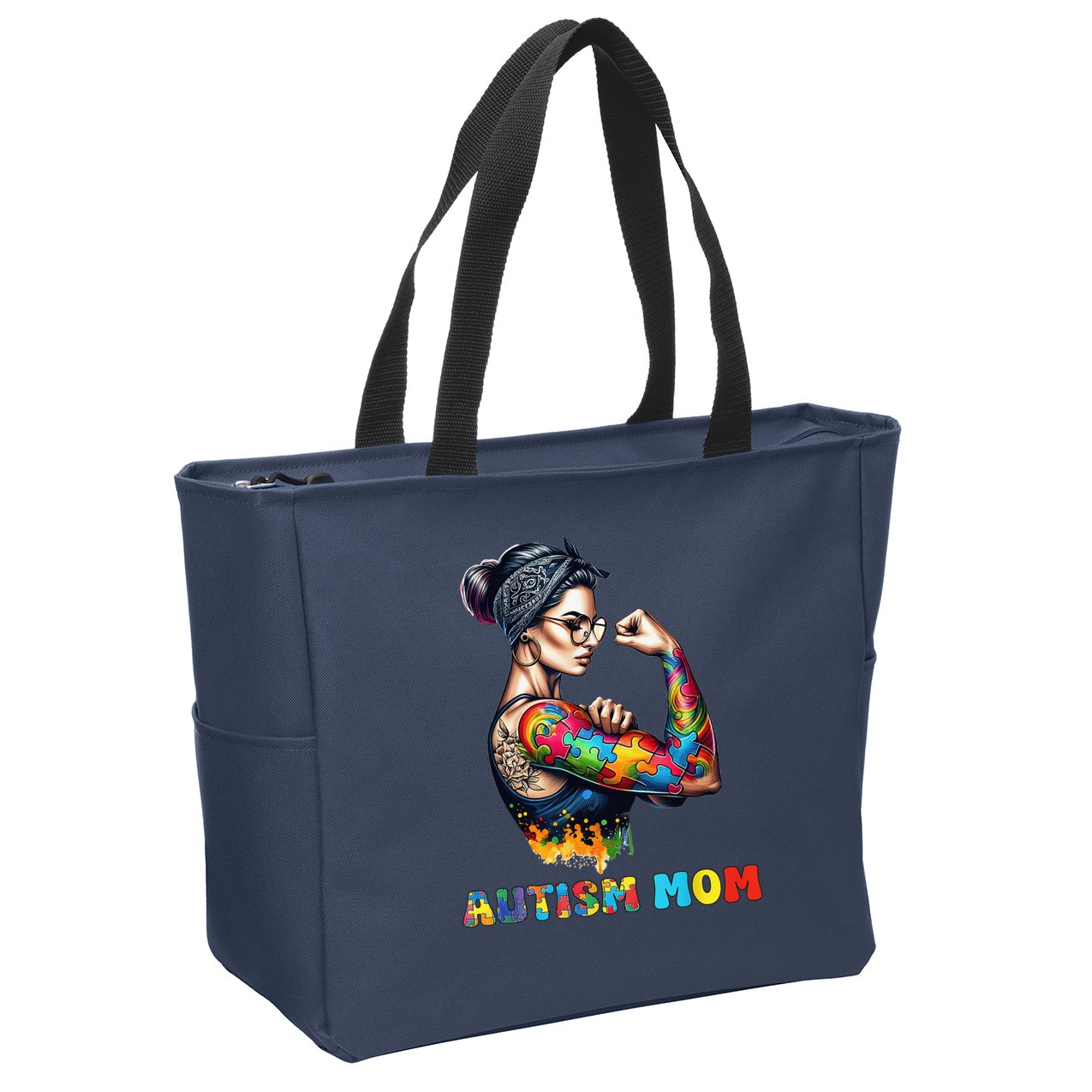Autism Mom Autism Awareness Strong And Proud Autistic Zip Tote Bag