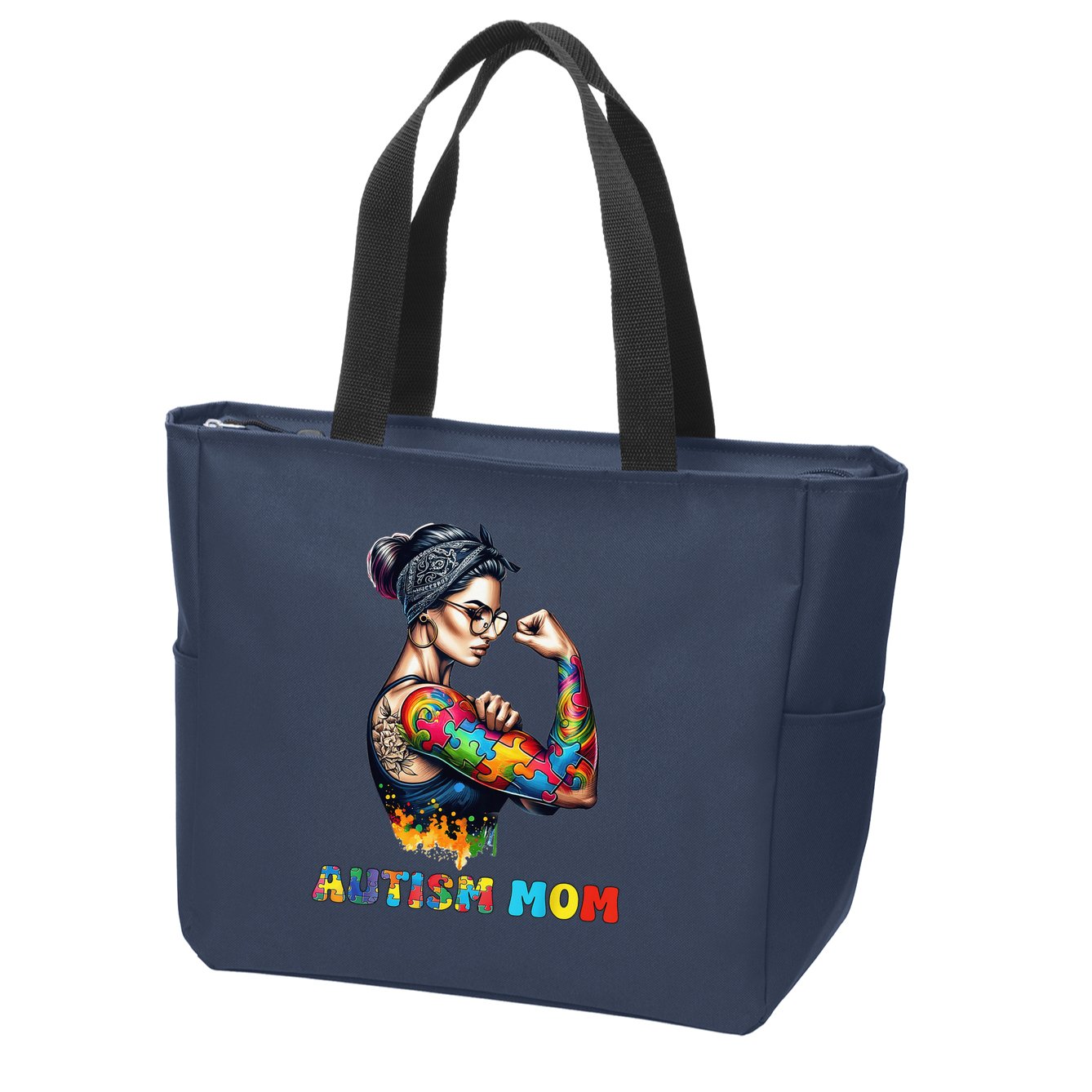 Autism Mom Autism Awareness Strong And Proud Autistic Zip Tote Bag