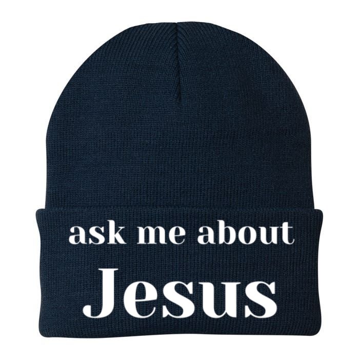 Ask Me About Jesus Knit Cap Winter Beanie