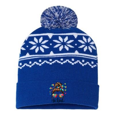 Autism Mom Awareness Be Kind Gift USA-Made Snowflake Beanie