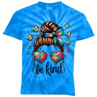 Autism Mom Awareness Be Kind Gift Kids Tie-Dye T-Shirt