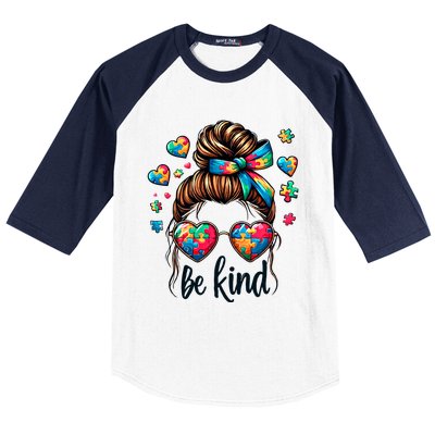 Autism Mom Awareness Be Kind Gift Baseball Sleeve Shirt