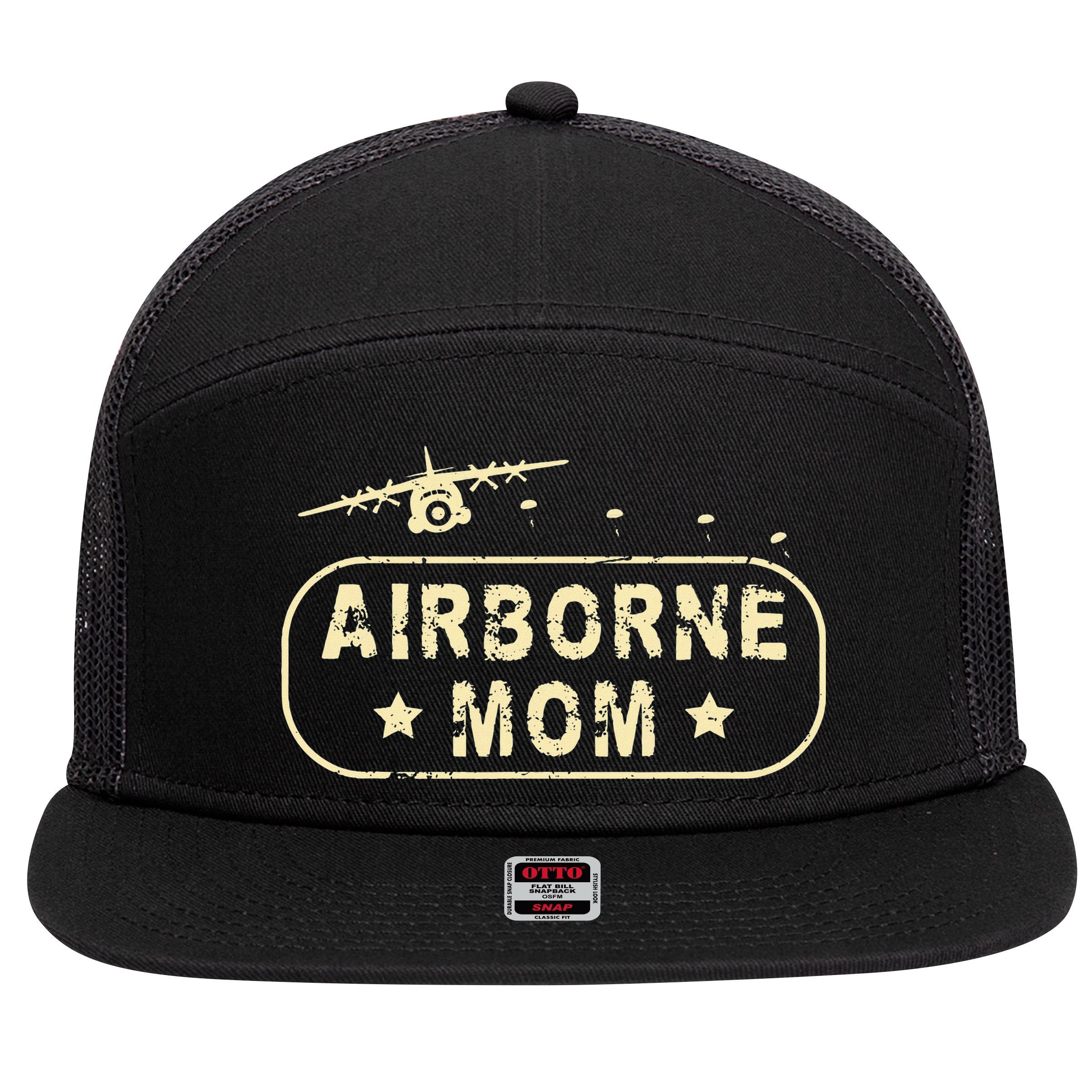 Airborne Mom 7 Panel Mesh Trucker Snapback Hat