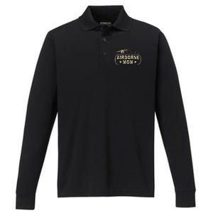 Airborne Mom Performance Long Sleeve Polo