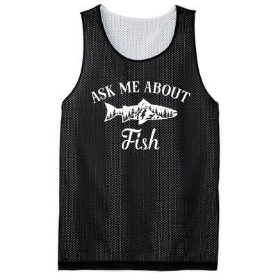 Ask Me About Fish Funny Fish Lover Mesh Reversible Basketball Jersey Tank