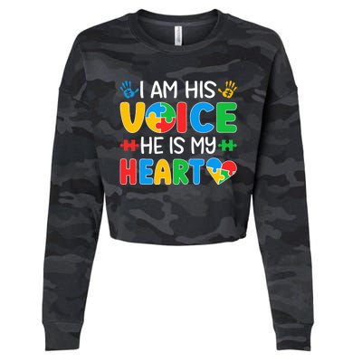 Autistic Mom Autistic Dad Autism Awareness Month Cropped Pullover Crew