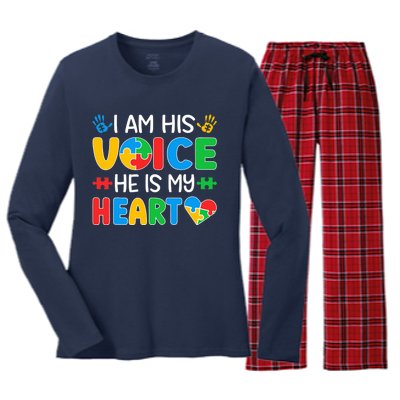 Autistic Mom Autistic Dad Autism Awareness Month Women's Long Sleeve Flannel Pajama Set 