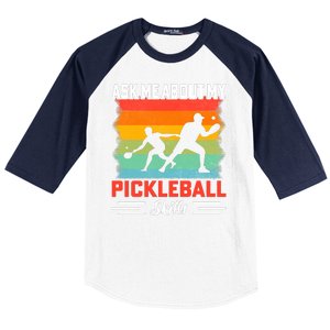 Ask Me About My Pickleball Skills Funny Pickleball Baseball Sleeve Shirt