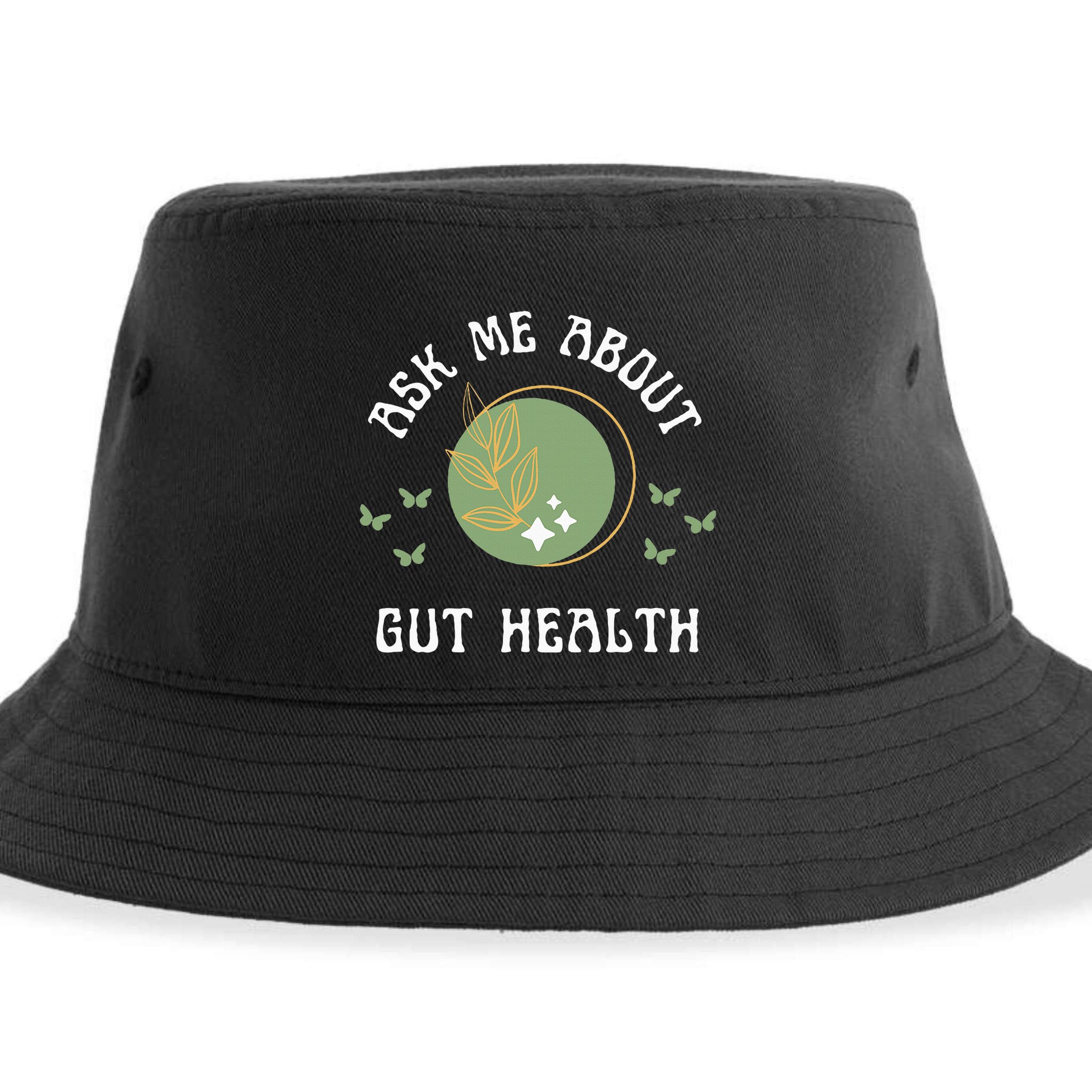 Ask Me About Gut Health New Age Wellness And Healing Sustainable Bucket Hat