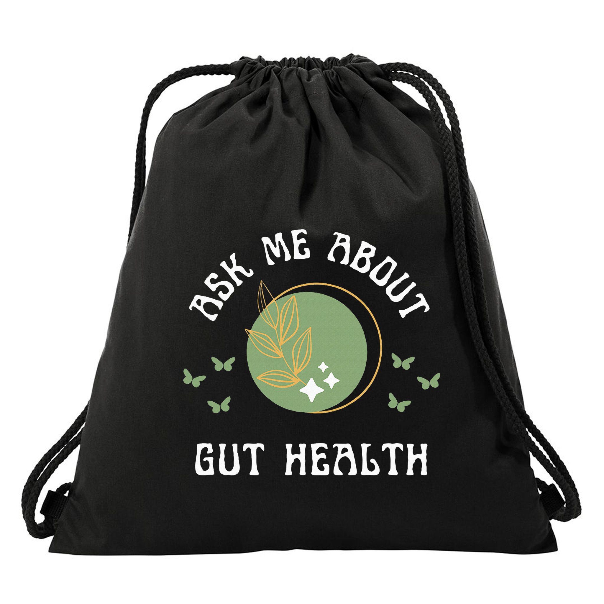 Ask Me About Gut Health New Age Wellness And Healing Drawstring Bag