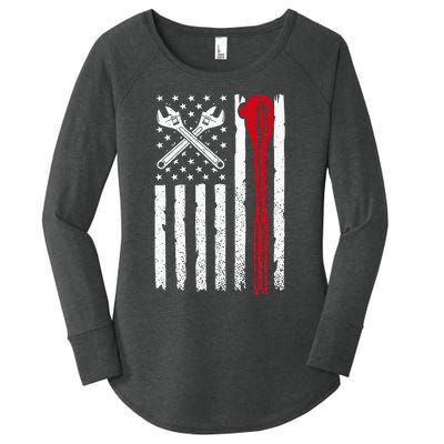 Auto Mechanic American Flag USA Women's Perfect Tri Tunic Long Sleeve Shirt