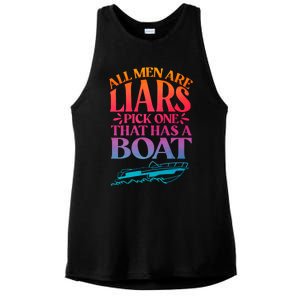 All Men Are Liars Pick One That Has A Boat Trip Family Vacation Trip Ladies PosiCharge Tri-Blend Wicking Tank