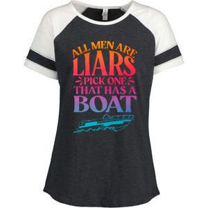 All Men Are Liars Pick One That Has A Boat Trip Family Vacation Trip Enza Ladies Jersey Colorblock Tee