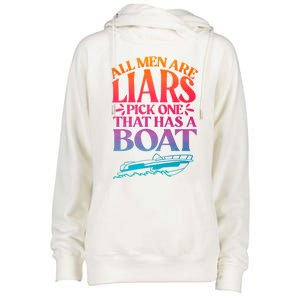 All Men Are Liars Pick One That Has A Boat Trip Family Vacation Trip Womens Funnel Neck Pullover Hood