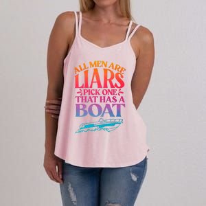 All Men Are Liars Pick One That Has A Boat Trip Family Vacation Trip Women's Strappy Tank