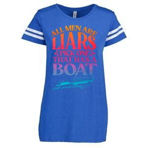 All Men Are Liars Pick One That Has A Boat Trip Family Vacation Trip Enza Ladies Jersey Football T-Shirt