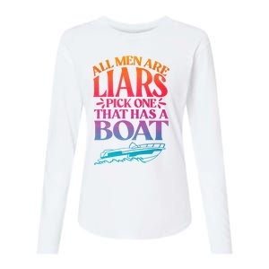 All Men Are Liars Pick One That Has A Boat Trip Family Vacation Trip Womens Cotton Relaxed Long Sleeve T-Shirt