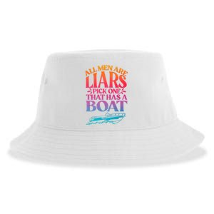 All Men Are Liars Pick One That Has A Boat Trip Family Vacation Trip Sustainable Bucket Hat