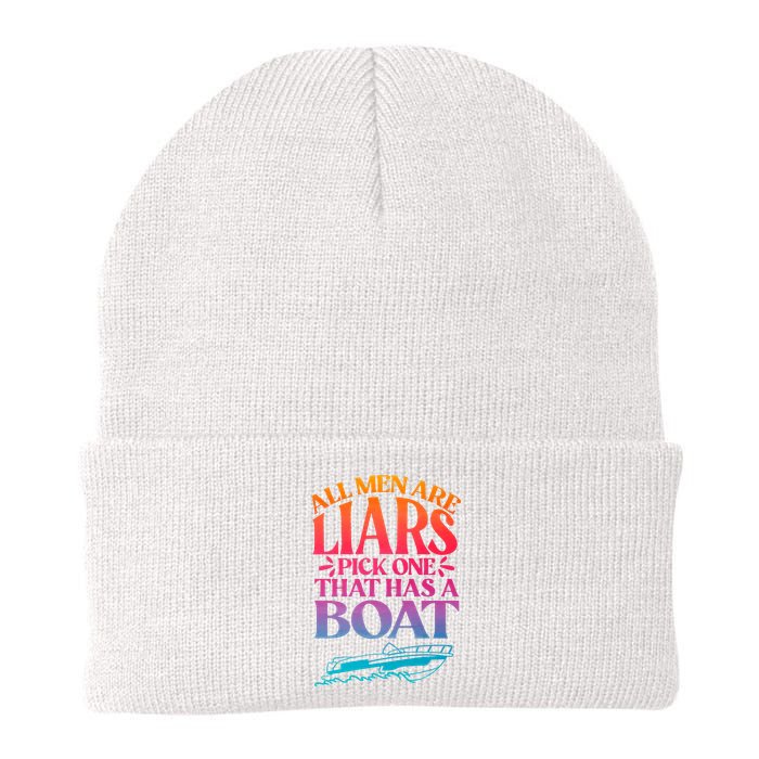 All Men Are Liars Pick One That Has A Boat Trip Family Vacation Trip Knit Cap Winter Beanie