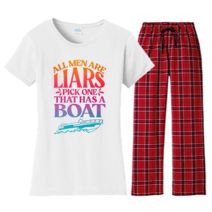 All Men Are Liars Pick One That Has A Boat Trip Family Vacation Trip Women's Flannel Pajama Set