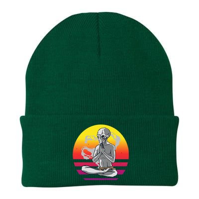 Alien Meditating Alien Yoga Meditationn Namaste Yoga Zen Ufo Knit Cap Winter Beanie